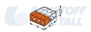 Клема за твърд проводник WAGO 3 x 0.5 - 2.5 мм² оранжева, пакет 10 бр.