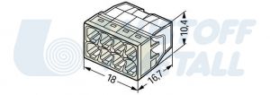 Клема за твърд проводник WAGO 8 x 0.5 - 2.5 мм² светло сива, пакет 10 бр.