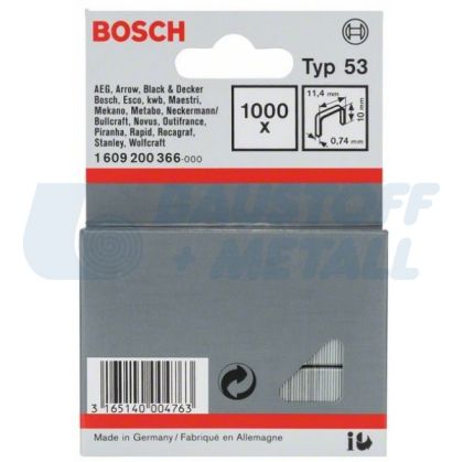 Скоби за такер Bosch тип 53 /11,4 x 0,74 x 10 мм 1000 бр
