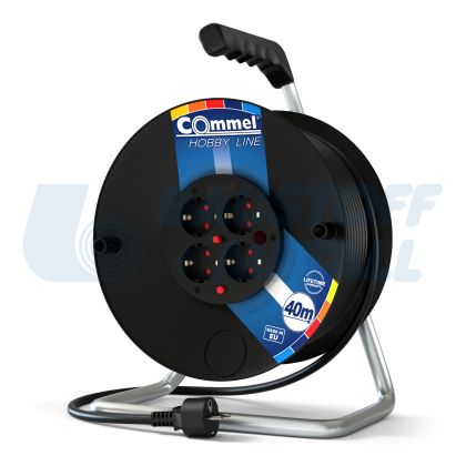 Макара черна 40м IP20 H05VV-F 3G2.5mm2 термична защита 4 шуко Commel