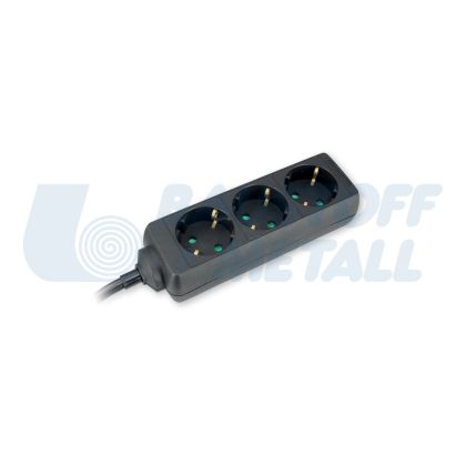 Разклонител ЧЕРЕН 3x2P+E с кабел 1.4 метра / 1.0mm2 Commel