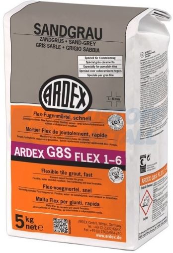 Фугиращ състав Ардекс G8 S Flex 1-6 пясъчно сив 5 кг