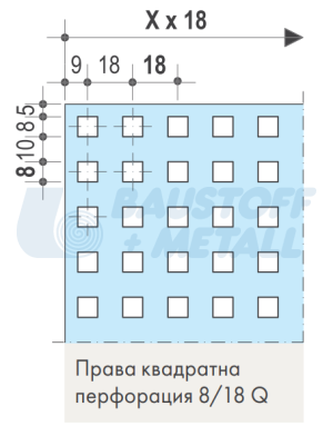 Кнауф Cleaneo Akustik квадратна перфорация 8/18 Q, 1200/2000 черен воал UFF, 2.4 м²