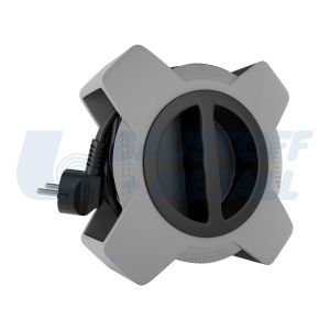 Макара в кутия сива 5м IP20 H05VV-F 3G1.5mm2 термична защита 4 шуко Commel