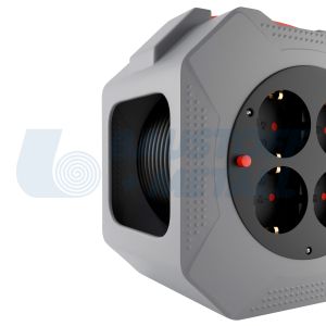 Макара в кутия сива 10м IP20 H05VV-F 3G1.5mm2 термична защита 4 шуко Commel