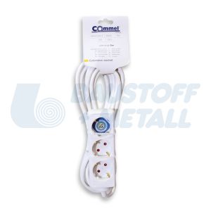 Разклонител БЯЛ 3x2P+E с кабел 5 метра / 1.5mm2 Commel