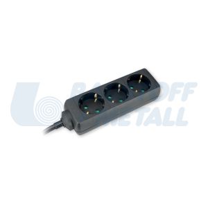 Разклонител ЧЕРЕН 3x2P+E с кабел 3 метра / 1.5mm2 Commel