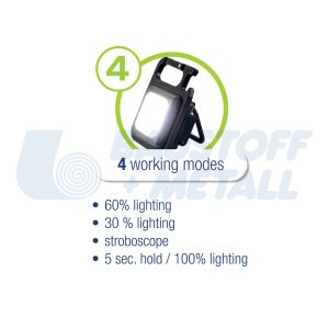 Работна лампа Mini 5W 500lm с USB батерия Li-ion 3,7V 500mAh с карабинер и магнитен държач IP44 Commel