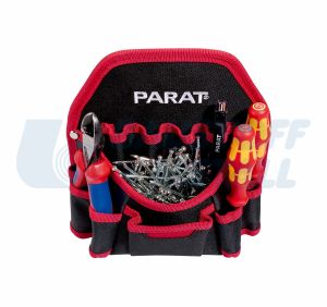 Чанта за колан PARABELT Nail Pocket с 6 джоба за инструменти и колан черна с червен кант PARAT