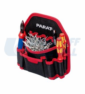 Чанта за колан PARABELT Nail Pocket с 6 джоба за инструменти и колан черна с червен кант PARAT